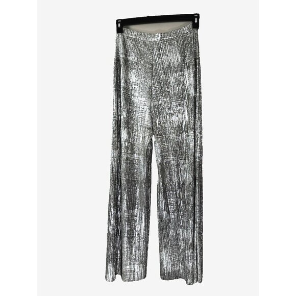 NWT Anthropologie Women S Metallic Silver Elevenses Wide Leg Pant Holiday Party - Picture 2 of 10